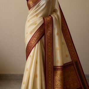 Silk Organza Zari Saree – Kerala Gold