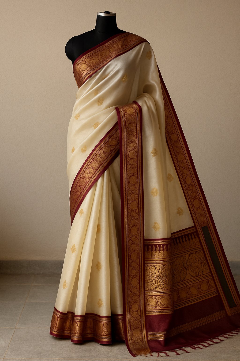 Silk Organza Zari Saree – Kerala Gold